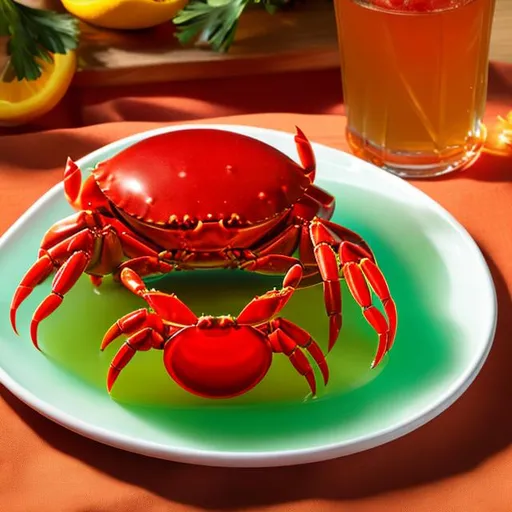 Prompt: Crab eating jello, High-res