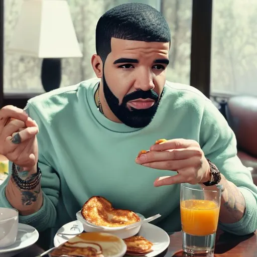 drake eats breakfast