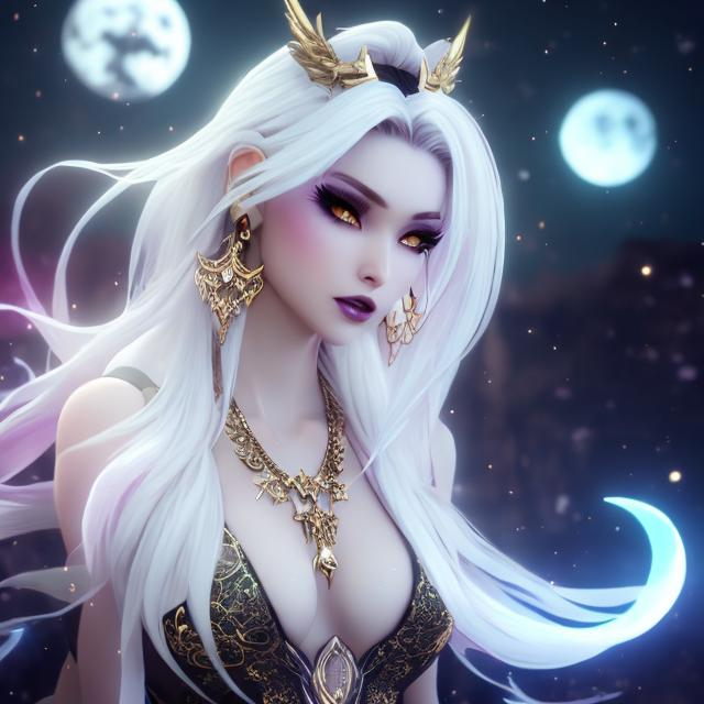 A beautiful fantasy female queen of the night, white