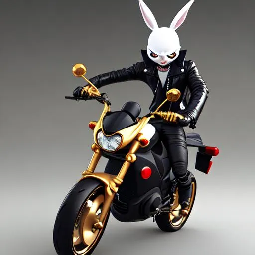 Cartoon Black Humanoid Rabbit with large white eyes...