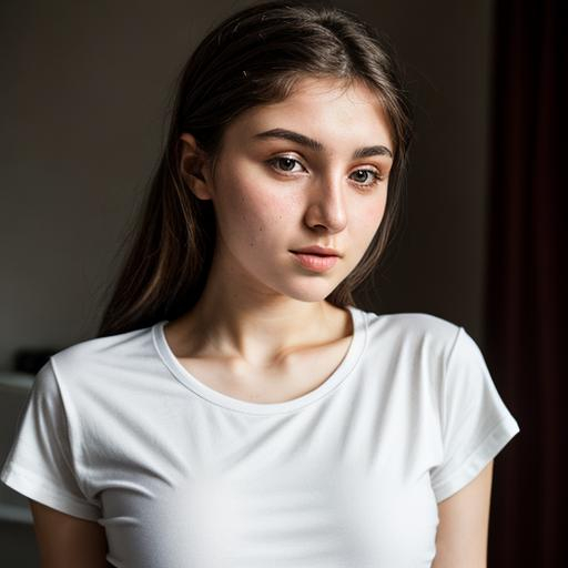 Chechen Girl 19yo White T Shirt Openart 