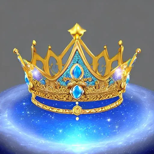 Prompt: fantasy gold light blue realistic celestial crown hyperrealistic only object