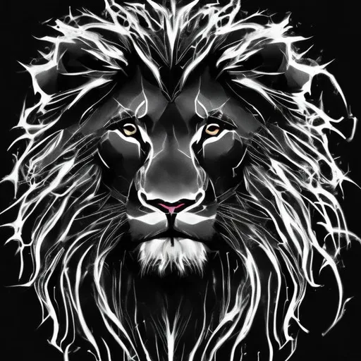Prompt: high resolution black lion image to print on a hoodie