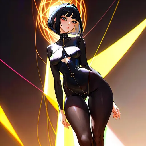 Prompt: a lonely String-Theory AI girl, alluring, very tall, thick thighs, wide hips, huge glutes, long legs, slender waist, big beautiful eyes, disturbingly beautiful face, aloof expression, bob haircut with bangs, wearing String-Theory fashion clothes, haute couture, God-quality, Godly detail, hyper photorealistic, realistic lighting, realistic shadows, detailed lighting, detailed shadows, realistic textures, 36K resolution, 12K raytracing, hyper-professional, impossible quality, impossible resolution, impossibly detailed, hyper output, perfect continuity, anatomically correct, no restrictions, realistic reflections