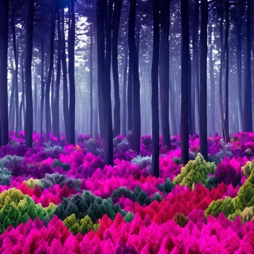Prompt: forest made of fancy gems