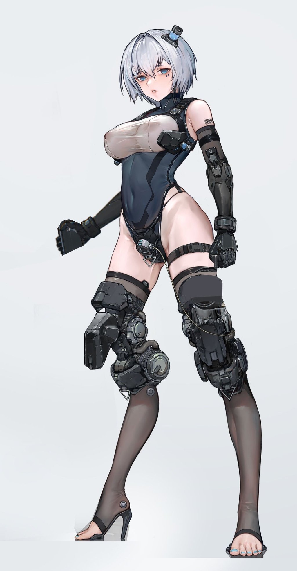 KREA AI - female cyborg medic. Nier Automata. monoboob. carb