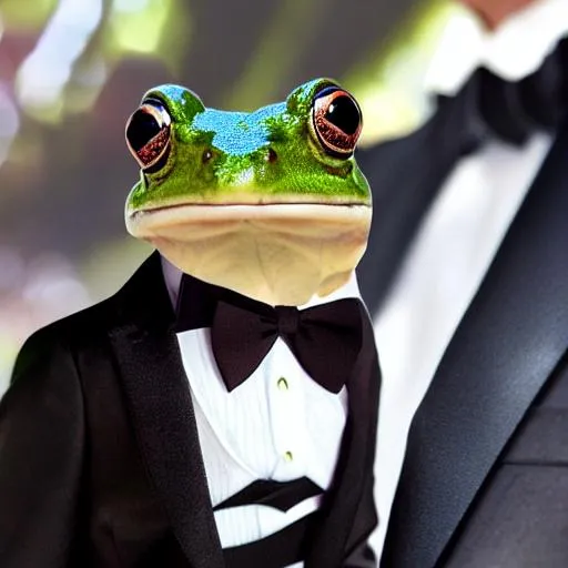 Prompt: Frog in tuxedo