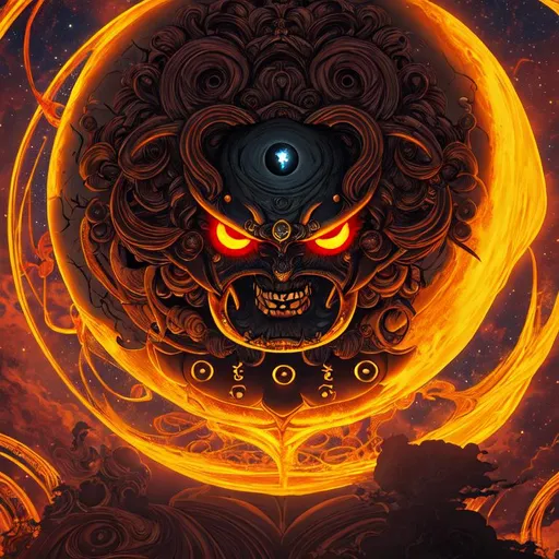 Prompt: Phobos- a deity god or entity associated with fear and panic of dread and terror, horror vibes, dark,  detailed, inspired by eiichiro oda, oda, inspired by one piece anime, 4k