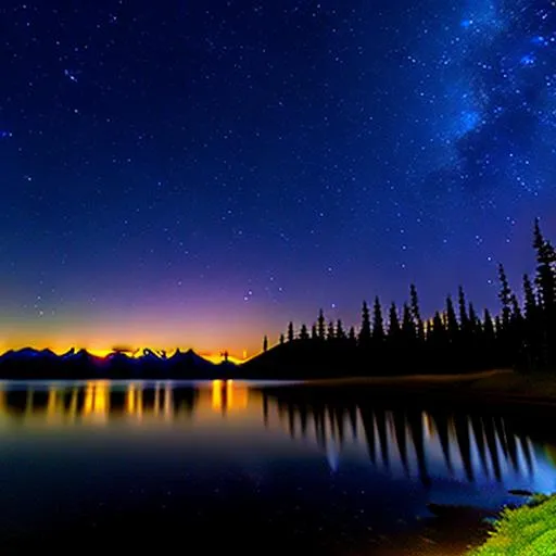 Prompt: Alaskan coastline mid spring
(Lots of wildlife) stary night sky