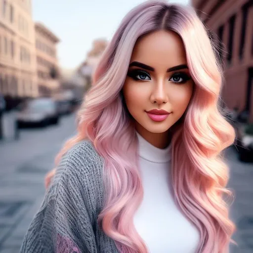 Prompt: Full body Portrait of {porn Artist Ayla on the street} with {pink} hair and with cute face, {High resolution street details}, full body, perfect composition, hyperrealistic, super detailed, 8k, high quality , trending art , trending on artstation , sharp focus , Realistic background image hd, intricate details, highly detailed.