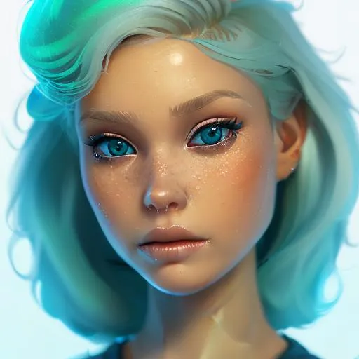 Prompt: Adorable lady, 3d character, blonde hair, teal eyes and dimples, amazing colors, skottie young, 3d blender render, pop surrealism, physically based rendering, square image, hyperdetailed, adorable, gloss, 3D