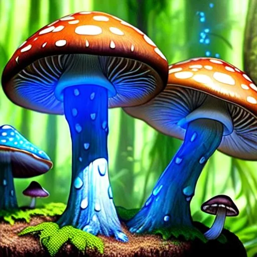 Prompt: mushrooms on pandora from avatar hyper realistic