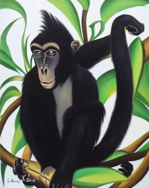 Prompt: monkey, Art Deco Painting
