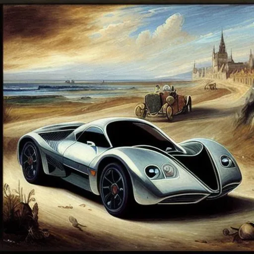 Prompt: rubens painting of futuristic car
