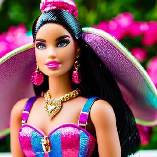 Prompt: Barbie as Dua Lipa wearing Gucci