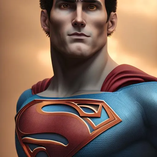 Prompt: Portrait of superman with brown hair charming face wearing a powered suit, gray background, perfect composition, hyperrealistic, super detailed, 8k, high quality, trending art, trending on artstation, sharp focus, studio photo, intricate details, highly detailed, by Aaron Griffin