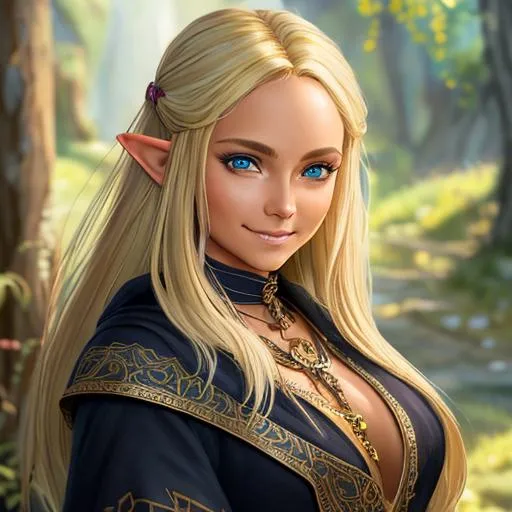 Prompt: oil painting, fantasy, hobbit girl, tanned-skinned-female, beautiful, short bright dirty blonde hair, straight hair, smiling, pointed ears, looking at the viewer, thief wearing intricate leather amor, #3238, UHD, hd , 8k eyes, detailed face, big anime dreamy eyes, 8k eyes, intricate details, insanely detailed, masterpiece, cinematic lighting, 8k, complementary colors, golden ratio, octane render, volumetric lighting, unreal 5, artwork, concept art, cover, top model, light on hair colorful glamourous hyperdetailed medieval city background, intricate hyperdetailed breathtaking colorful glamorous scenic view landscape, ultra-fine details, hyper-focused, deep colors, dramatic lighting, ambient lighting god rays, flowers, garden | by sakimi chan, artgerm, wlop, pixiv, tumblr, instagram, deviantart