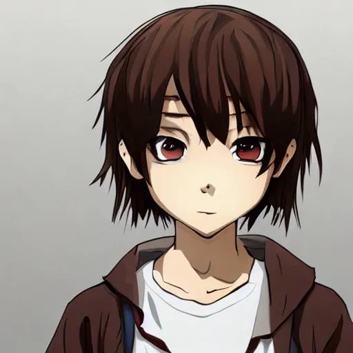 OpenDream - anime profile picutre of a boy with brown hair blue
