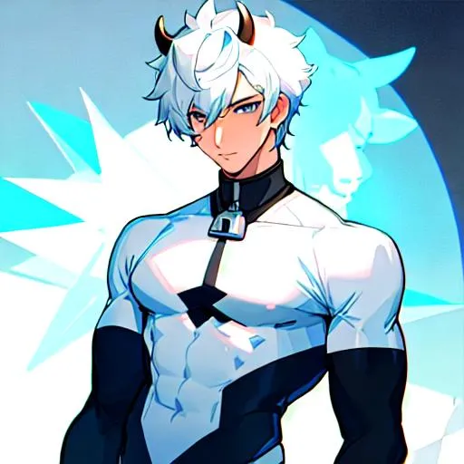 Prompt: Cow-human hybrid (male, short hair)