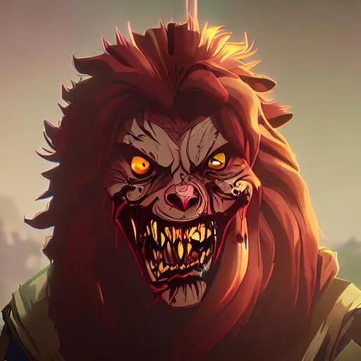 Prompt: zombie angry lion