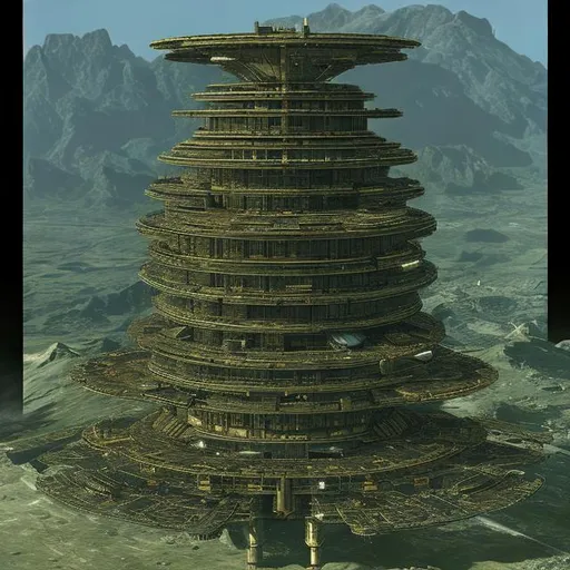 Prompt: An arcology on Titan, in the style of Star Trek. {Star Trek: The Next Generation}