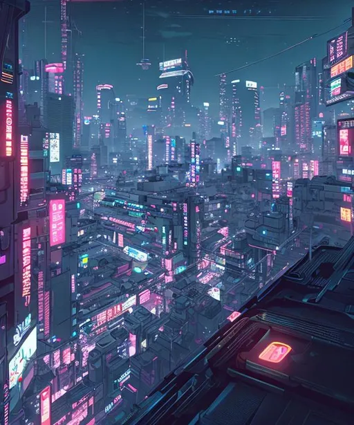 Prompt: futuristic samural.standing on the roof,in Neon Night City Tokyo,cyberpunk 2047,