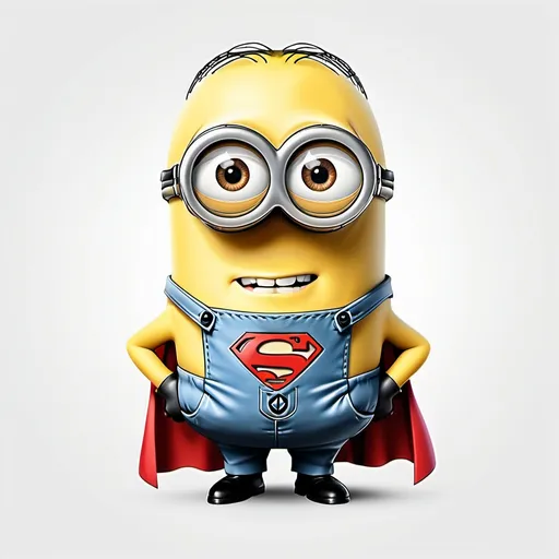 Prompt: Digital image of iconic minions character, high quality, clear lines, white background, iconic characters, cartoon,vector,illustrasion,clear lines, high quality, digital art, white background,without shadows, superhero,superman,smile