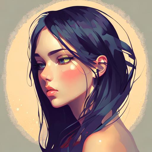 Melancholy Beauty 2d Vector Illustration Portrait Openart