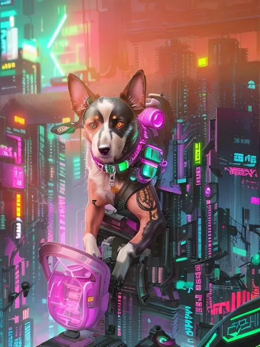 Prompt: Cyberpunk doggo 