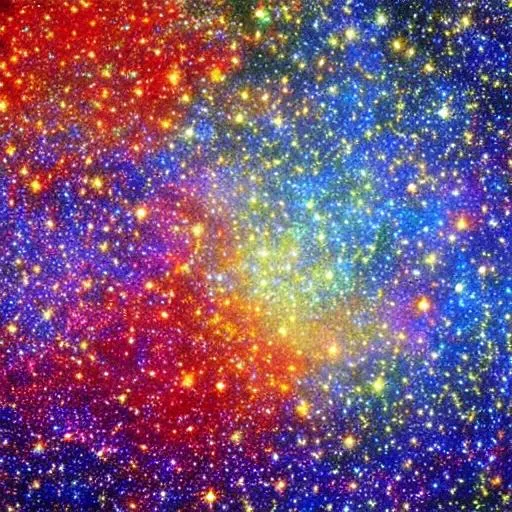 Prompt: impessionist millions of stars, the sun, rainbow, colors 