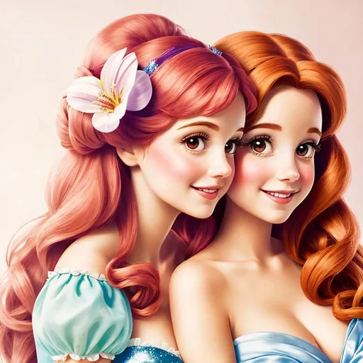 Prompt: two cute Disney princesses
