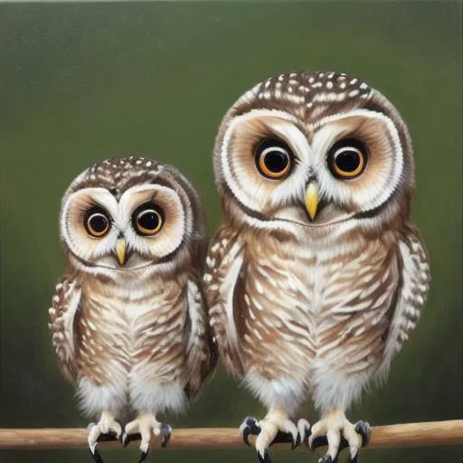 Prompt: Painting of baby owls
