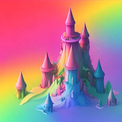 Prompt: Realistic Gradient rainbow castle