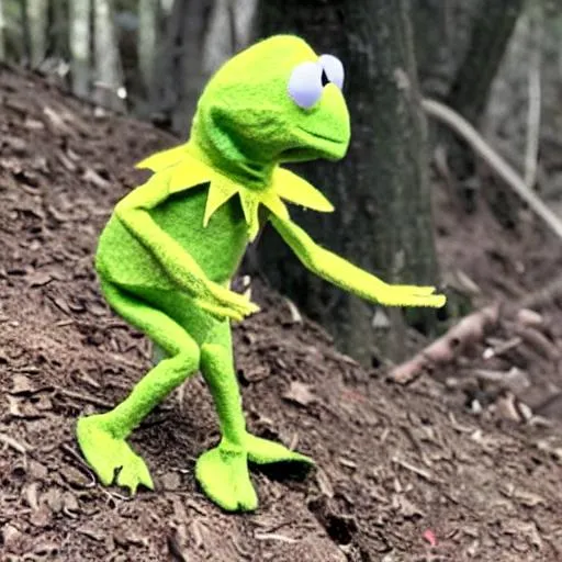 Prompt: kermit on trail for warcrimes



