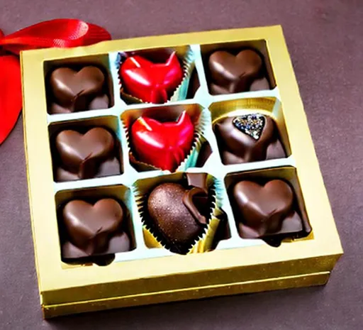 Prompt: a box of chocolate valentine