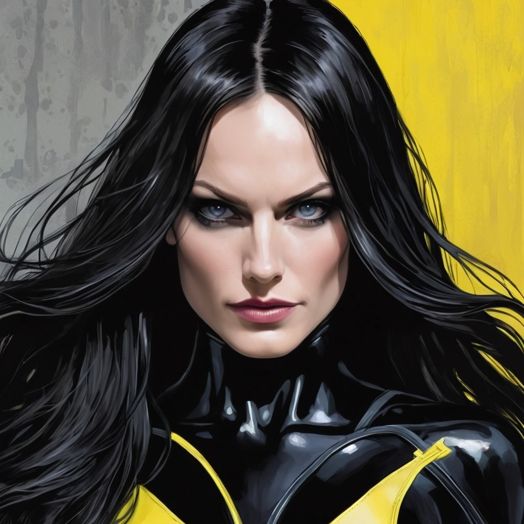 silk spectra Watchmen malin åkerman long black hair