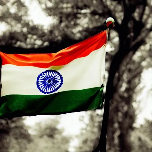 Prompt: Indian flag with Indian freedom struggle 