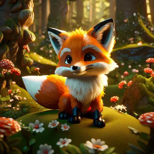 Prompt: ((best quality)), ((masterpiece)), ((realistic)), (detailed, ultra detailed, finest detail, intricate), (cinematic shot, perfect angle, looking toward camera) (centered), little cute (fox:0.2, big eyes) fluffy Chibi cuteness overload, mythical forest background, flower, volumetric lighting, global illumination, photo realistic, lifelike, photography, octane render, digital art, vibrant color, vivid color, (epic composition, epic proportion, epic fantasy), 8k, 64K, HD, UHD, trending on artstation, sharp focus, studio photo, by greg rutkowski, by pascal blanche rutkowski, sharp focus, painting, (concept art of detailed character design). matte painting, insanely detailed, , ((masterpiece)), absurdness, HDR<lora:none:1>

depth of field, reflection,
