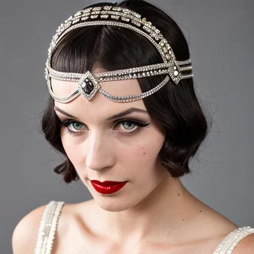 1920s Flapper with silver headpiece | OpenArt