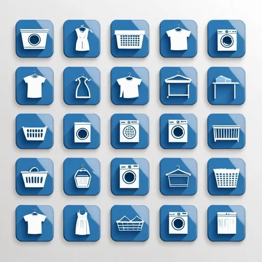 Prompt: Laundry icons set"
"Modern blue tile pattern"
"Laundry service graphic design"
"Minimalist laundry icons