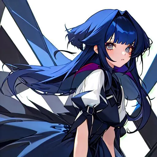 Prompt: Pretty girl with dark blue hair / choose the rest