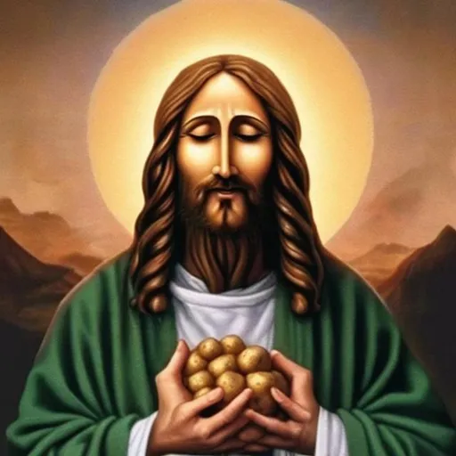 Prompt: actual photo of potato jesus, surprise me