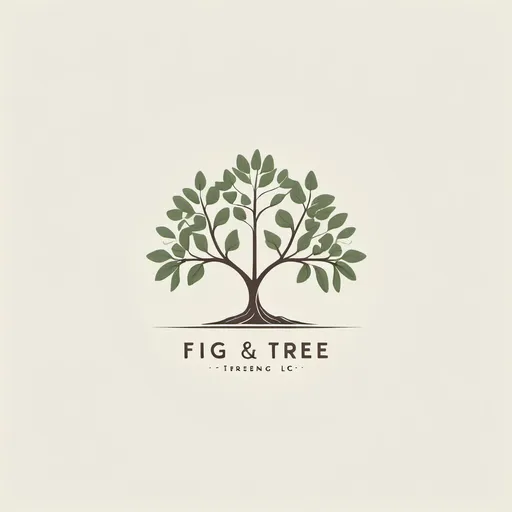 Prompt: a minimalist logo design, fig trees, bushes and vines for my company Fig and Tree LLC a gardening planning company, font is straight up and down not curly