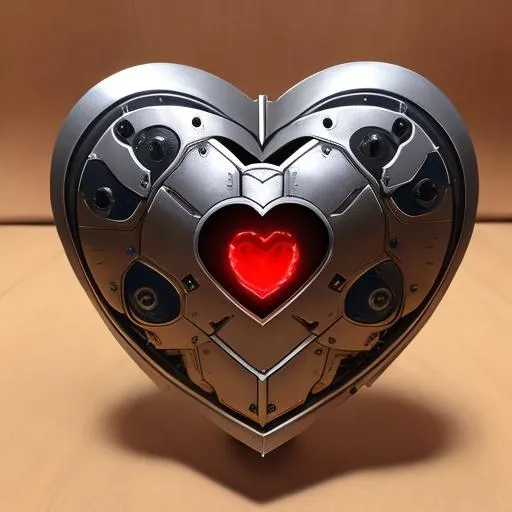 Prompt: Metal heart of iron robot, best quality, masterpiece, mechanical heart, robotics, heart