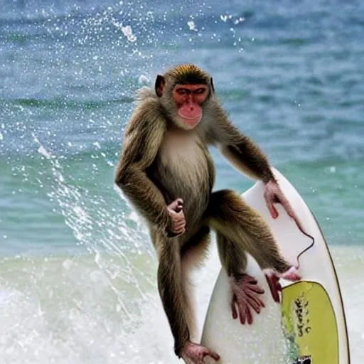 Prompt: Realistic surfing monkey 