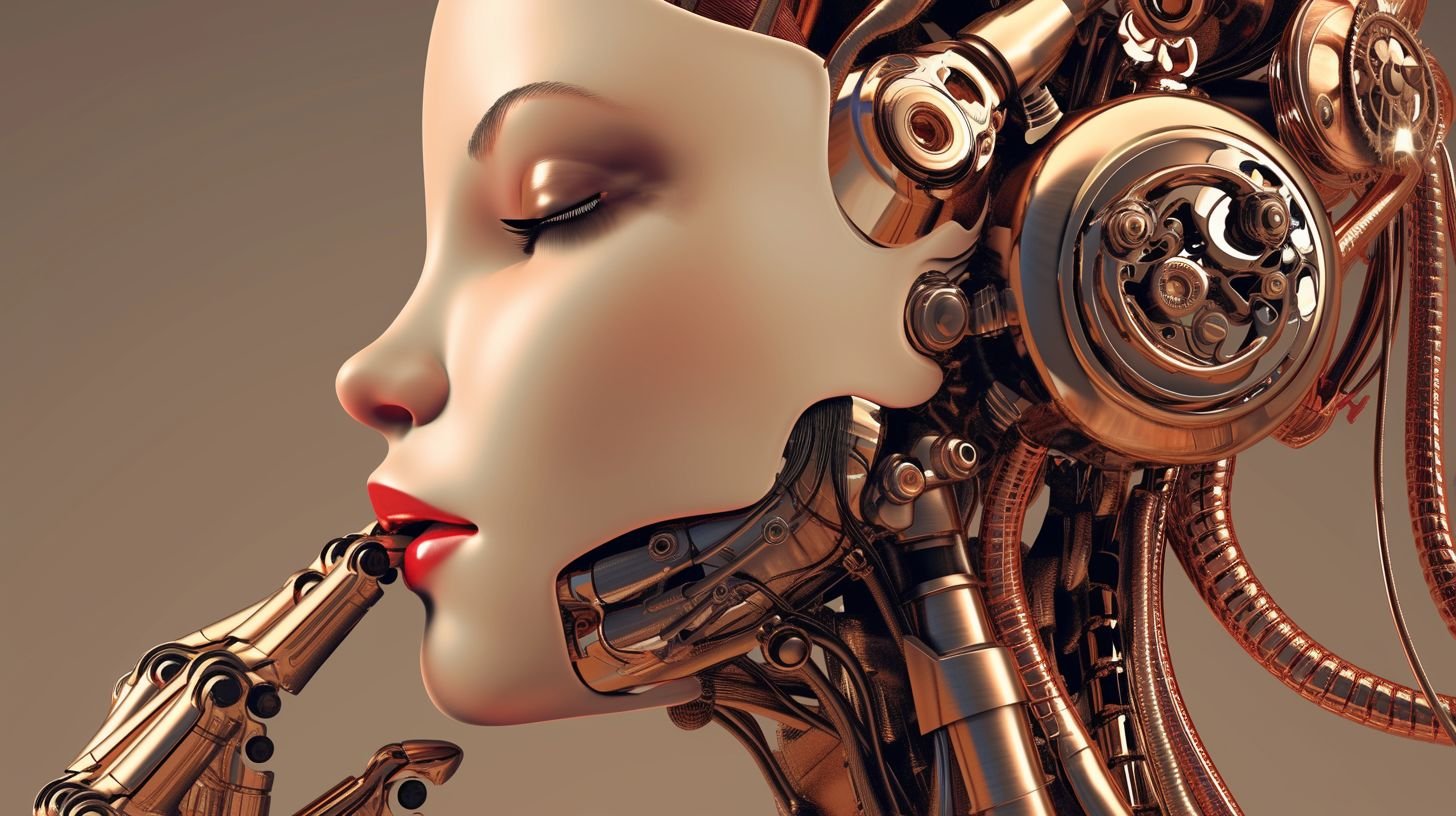 Prompt: electro swing female android robot --ar 16:9 --sref https://s.mj.run/xuvp0YPcADY --stylize 50 --niji 6