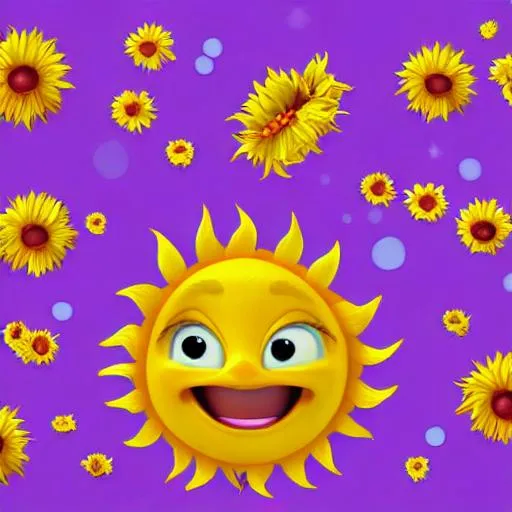 Prompt: Animated Pixar art style sun flower with  happy face and rosy cheeks 