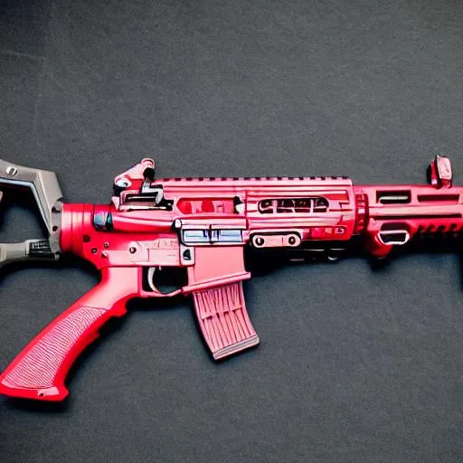 Prompt: red assault rifle