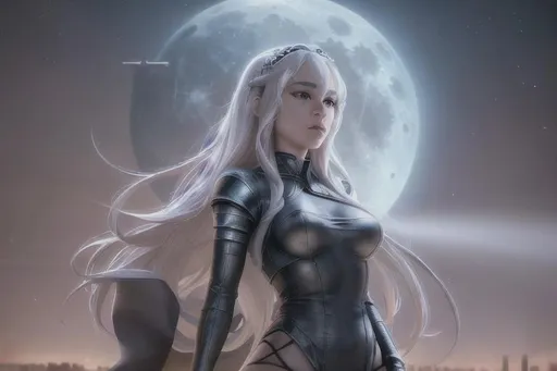 Prompt: anime, queen Daenerys Targaryen , (futuristic setting), futuristic city, space, space shop, full moon, unreal engine realistic render, 8k, micro detail, intricate, elegant, highly detailed, centered, digital painting, artstation, smooth, sharp focus, illustration