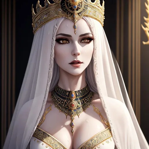 Prompt: {{{{highest quality full body splash art masterpiece, hyperrealistic, hyperrealism, {{female character ancient queen of the vampire}}, {{Ancient Sumerian Background}} intricately hyperdetailed, hyperrealistic intricate details, soft pale white skin, wet with sweats all over her body, perfect face, perfect body, perfect anatomy, black crown, perfect composition, approaching perfection, Detailed and Intricate, Detailed Render, 3D Render, Unreal Engine, by Greg Rutkowski, Concept Art, dark fantasy, blood dripping from her mouth,red blood eyes,

}}}}